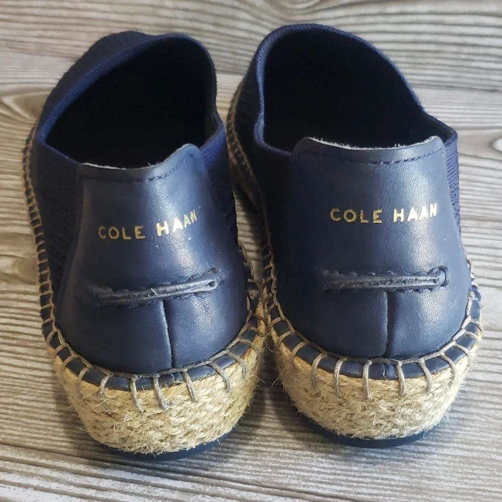 🌵Cole Haan 6.5 navy blue mesh canvas loafers espadrilles